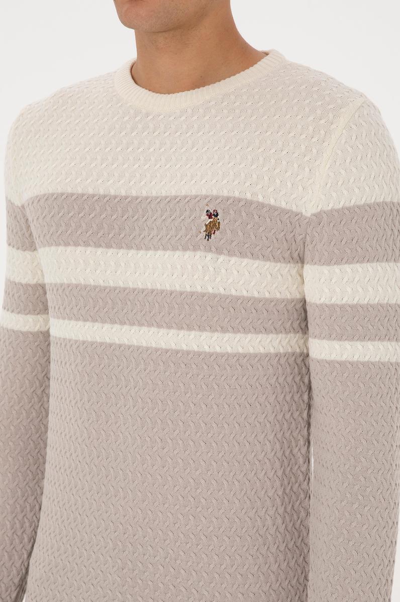 Erkek Slim Fit Bisiklet Yaka Taş Kazak