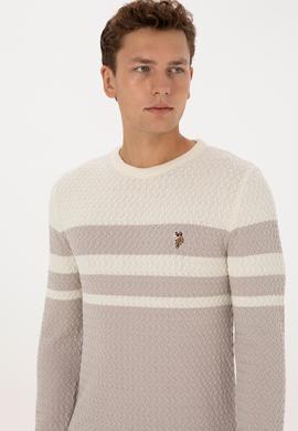 Erkek Slim Fit Bisiklet Yaka Taş Kazak - 50308460008