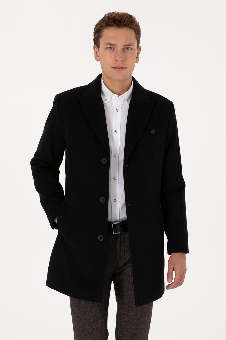 Erkek Siyah Kaşe Kaban