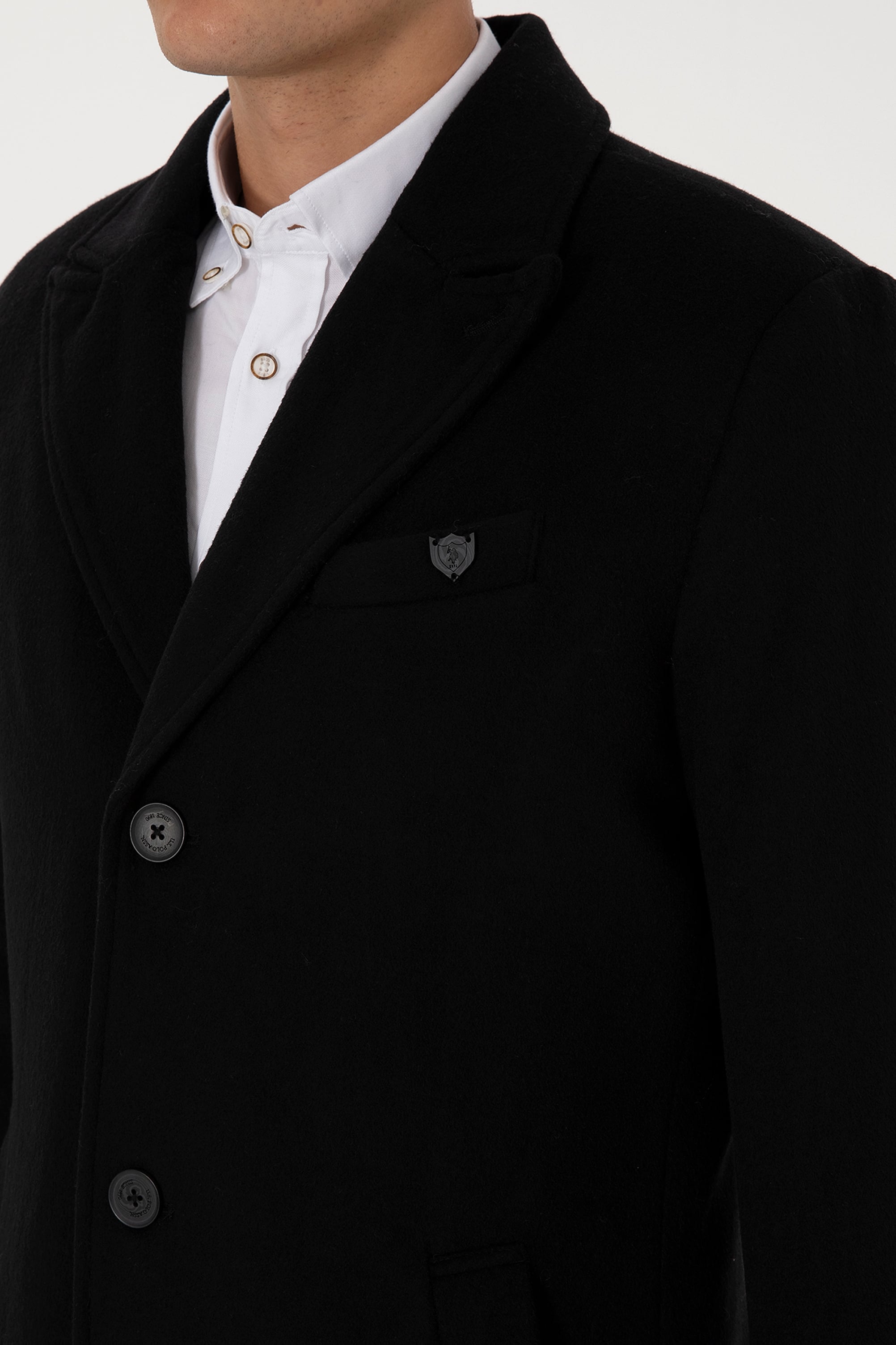 Erkek Siyah Kaşe Kaban - Image 7