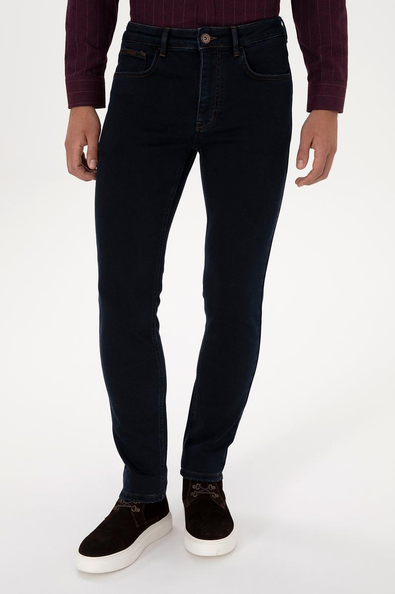 Erkek Koyu Mavi Slim Fit Jean Pantolon
