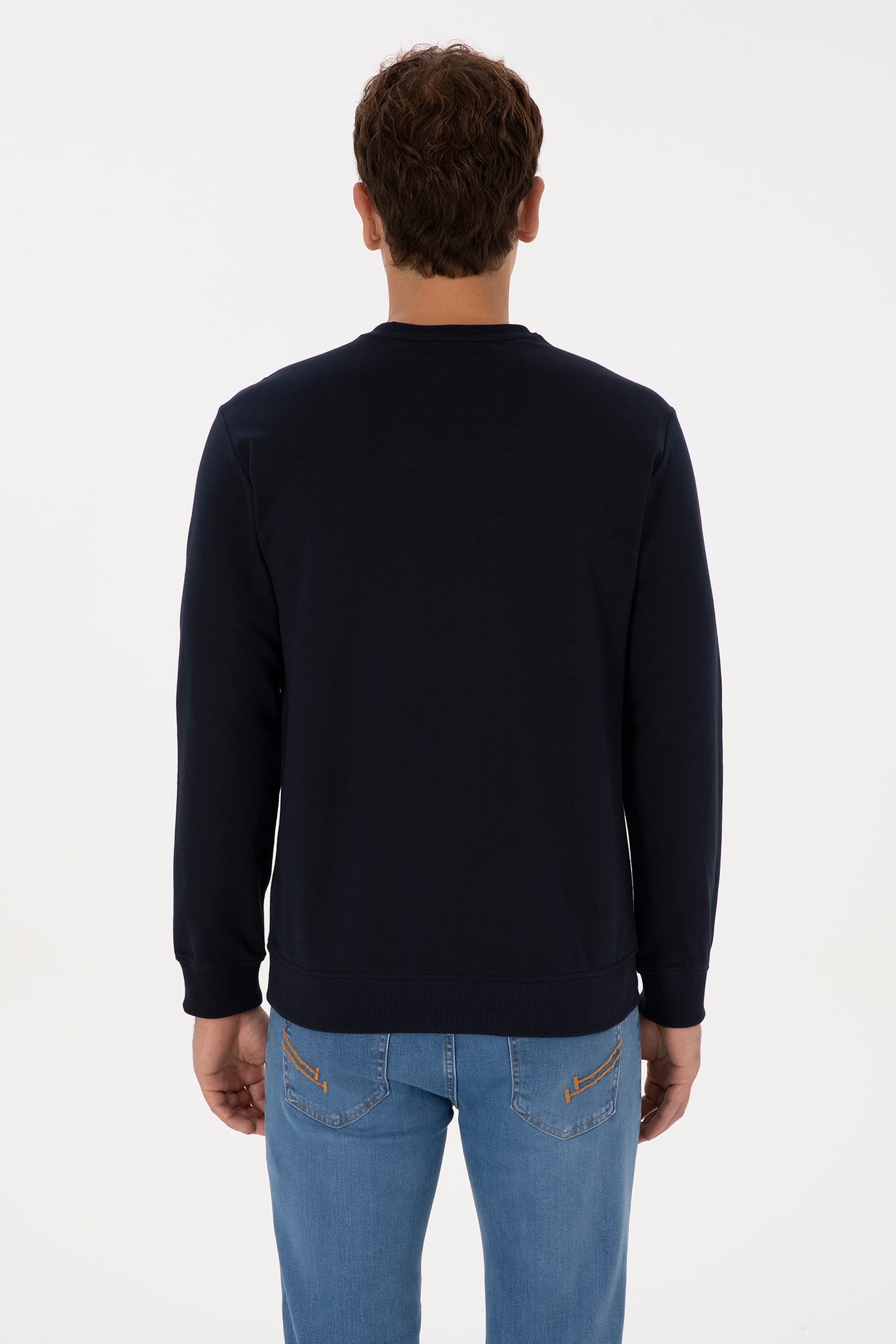 Erkek Regular Fit Bisiklet Yaka Lacivert Sweatshirt