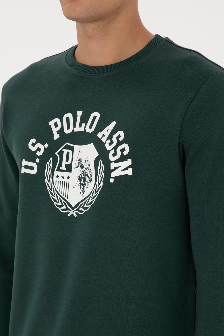 Erkek Regular Fit Bisiklet Yaka Koyu Yeşil Sweatshirt - 50308672021