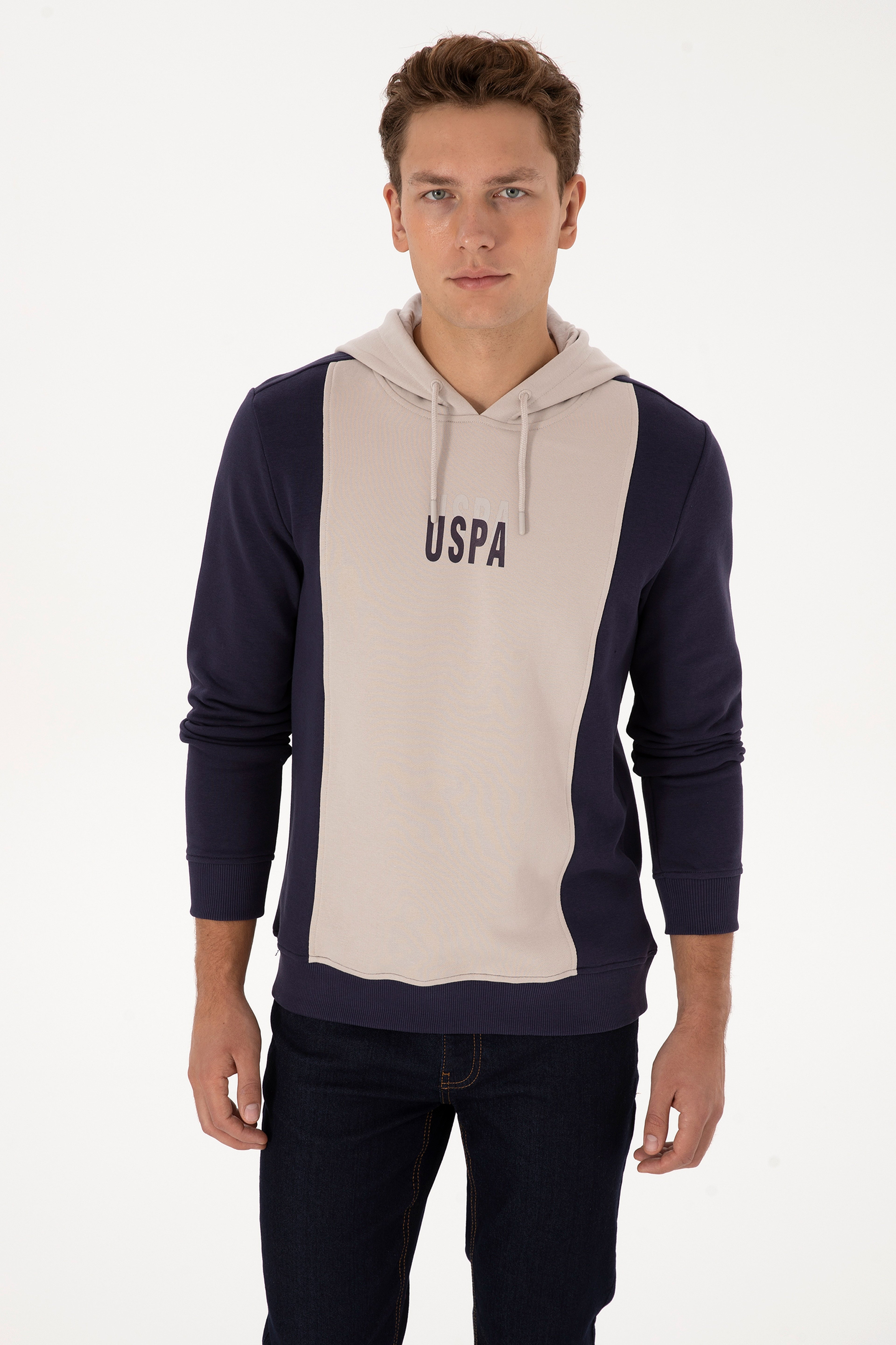 Erkek Regular Fit Kapüşonlu Mürdüm Sweatshirt