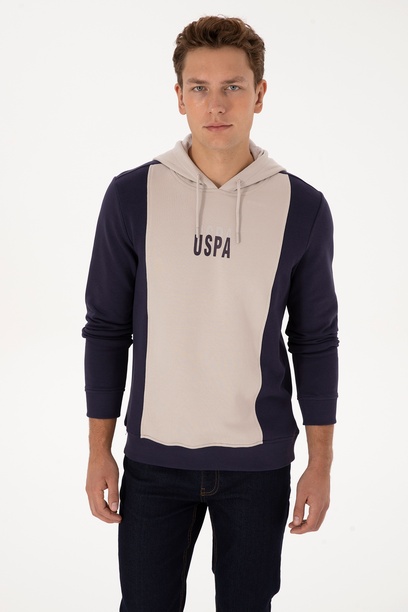 Erkek Regular Fit Kapüşonlu Mürdüm Sweatshirt