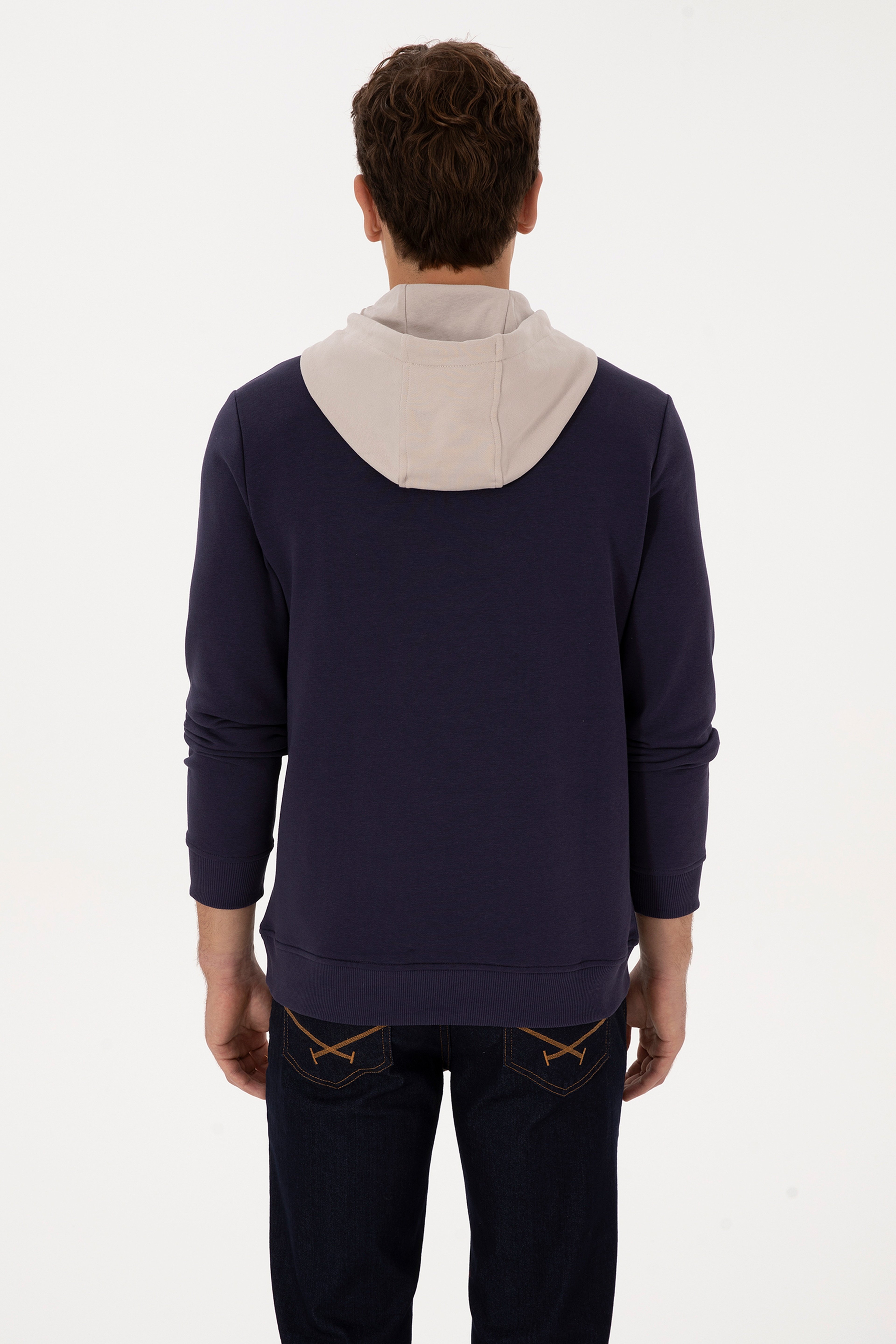 Erkek Regular Fit Kapüşonlu Mürdüm Sweatshirt