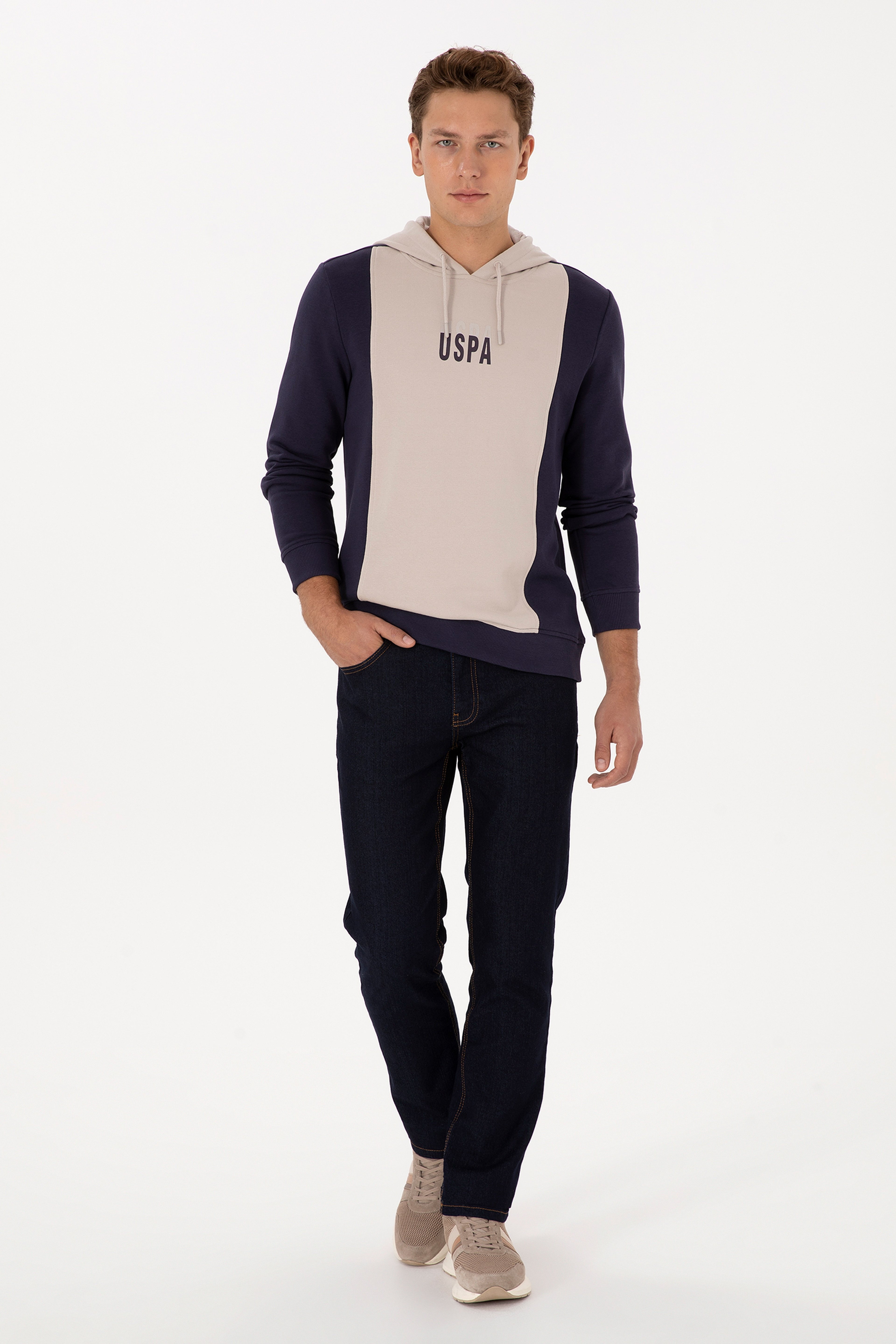 Erkek Regular Fit Kapüşonlu Mürdüm Sweatshirt