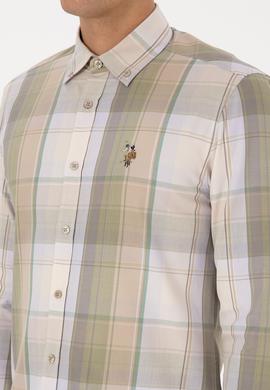 Erkek Bej Ekoseli Uzun Kollu Gömlek - 50315922008