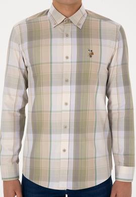 Erkek Bej Ekoseli Uzun Kollu Gömlek - 50315922008