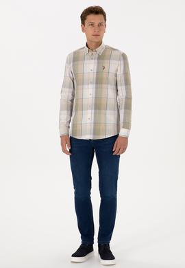 Erkek Bej Ekoseli Uzun Kollu Gömlek - 50315922008
