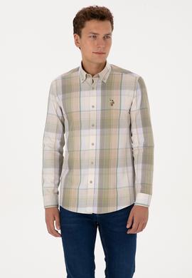 Erkek Bej Ekoseli Uzun Kollu Gömlek - 50315922008