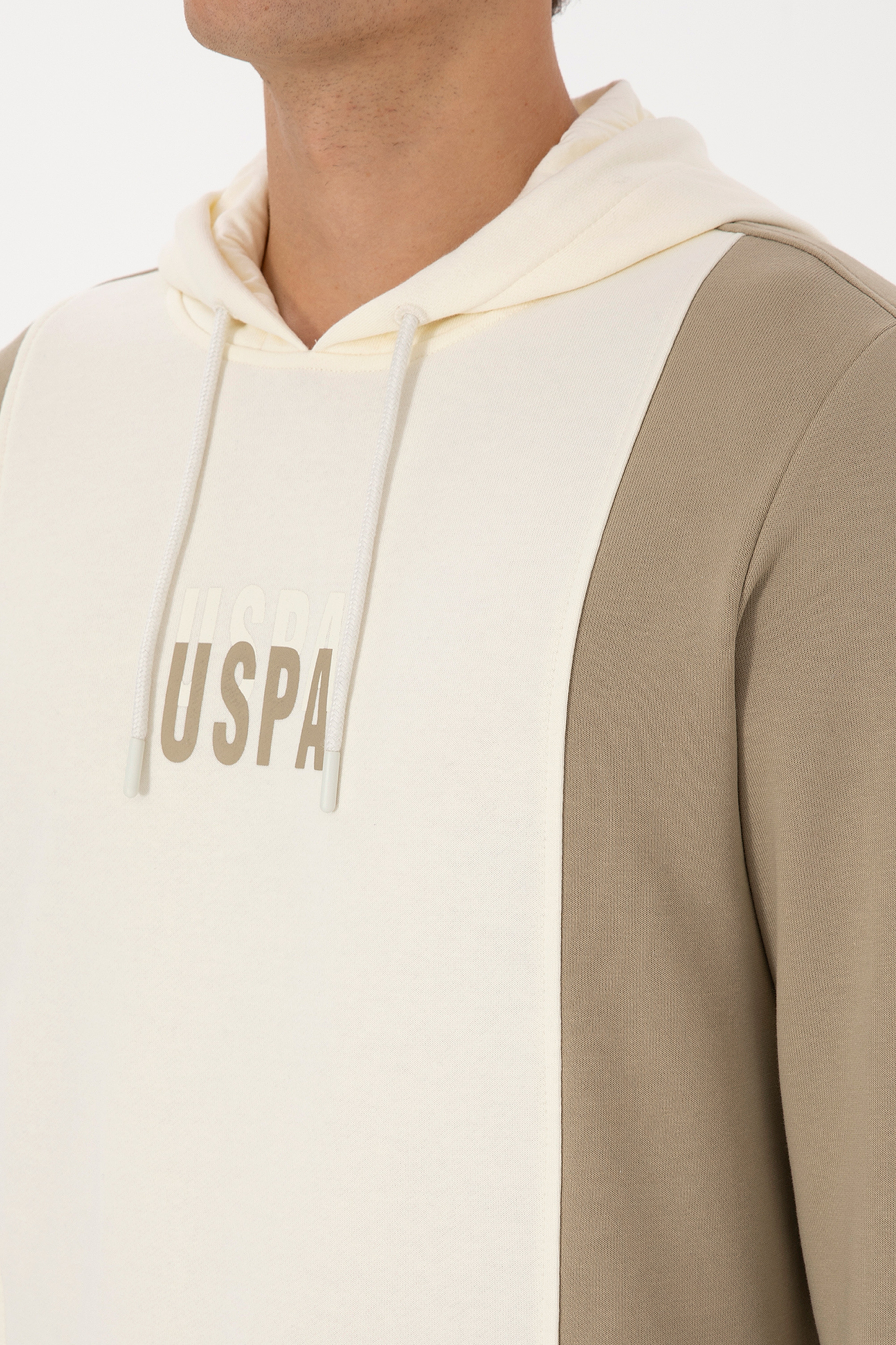 Erkek Regular Fit Kapüşonlu Açık Haki Sweatshirt - Image 7