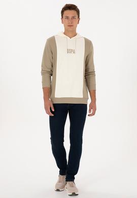 Erkek Regular Fit Kapüşonlu Açık Haki Sweatshirt - 50316365001