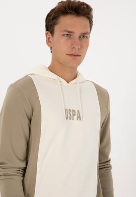Erkek Regular Fit Kapüşonlu Açık Haki Sweatshirt - 50316365001