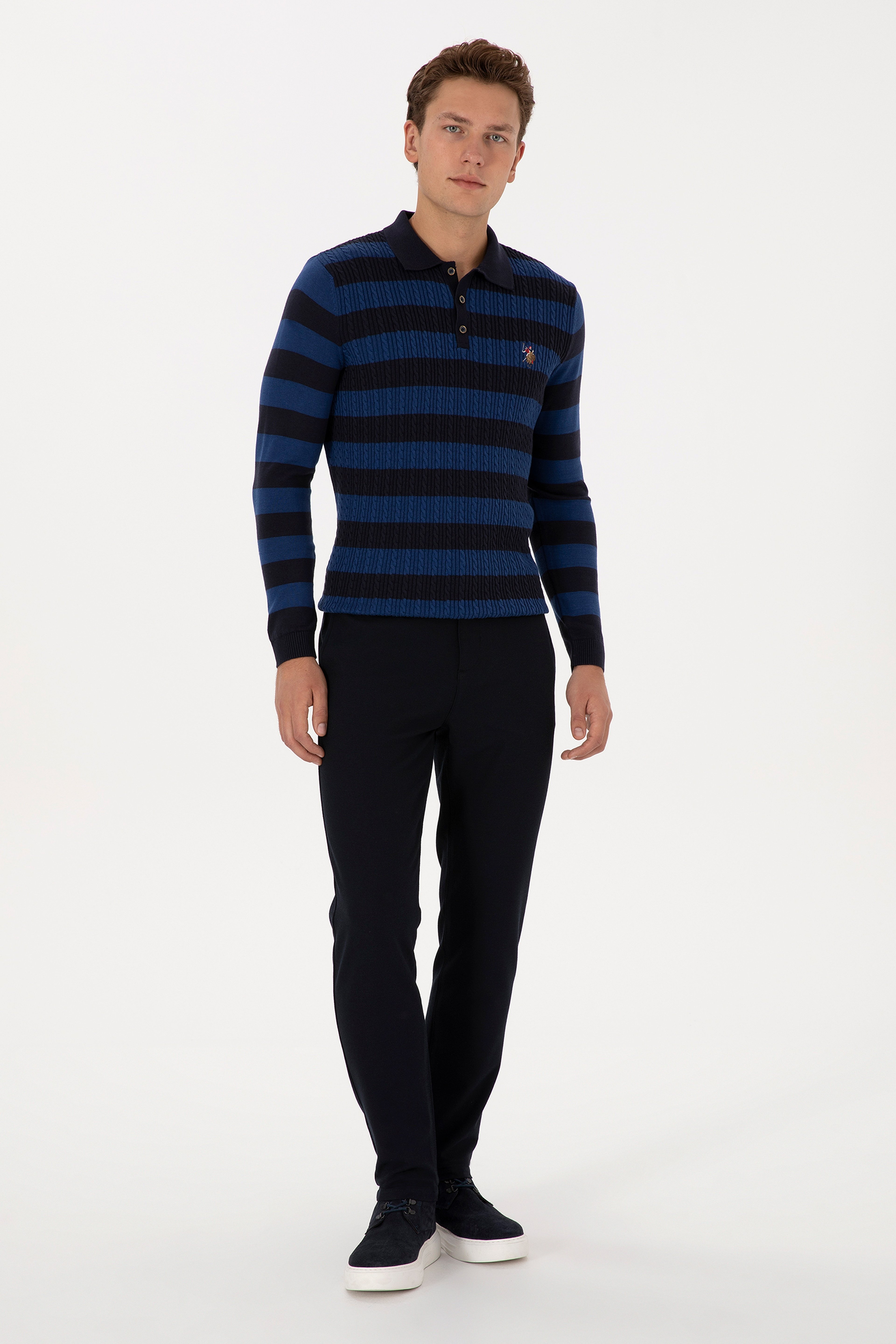 Erkek Lacivert Jogger Fit Kanvas / Chino Pantolon - Image 1