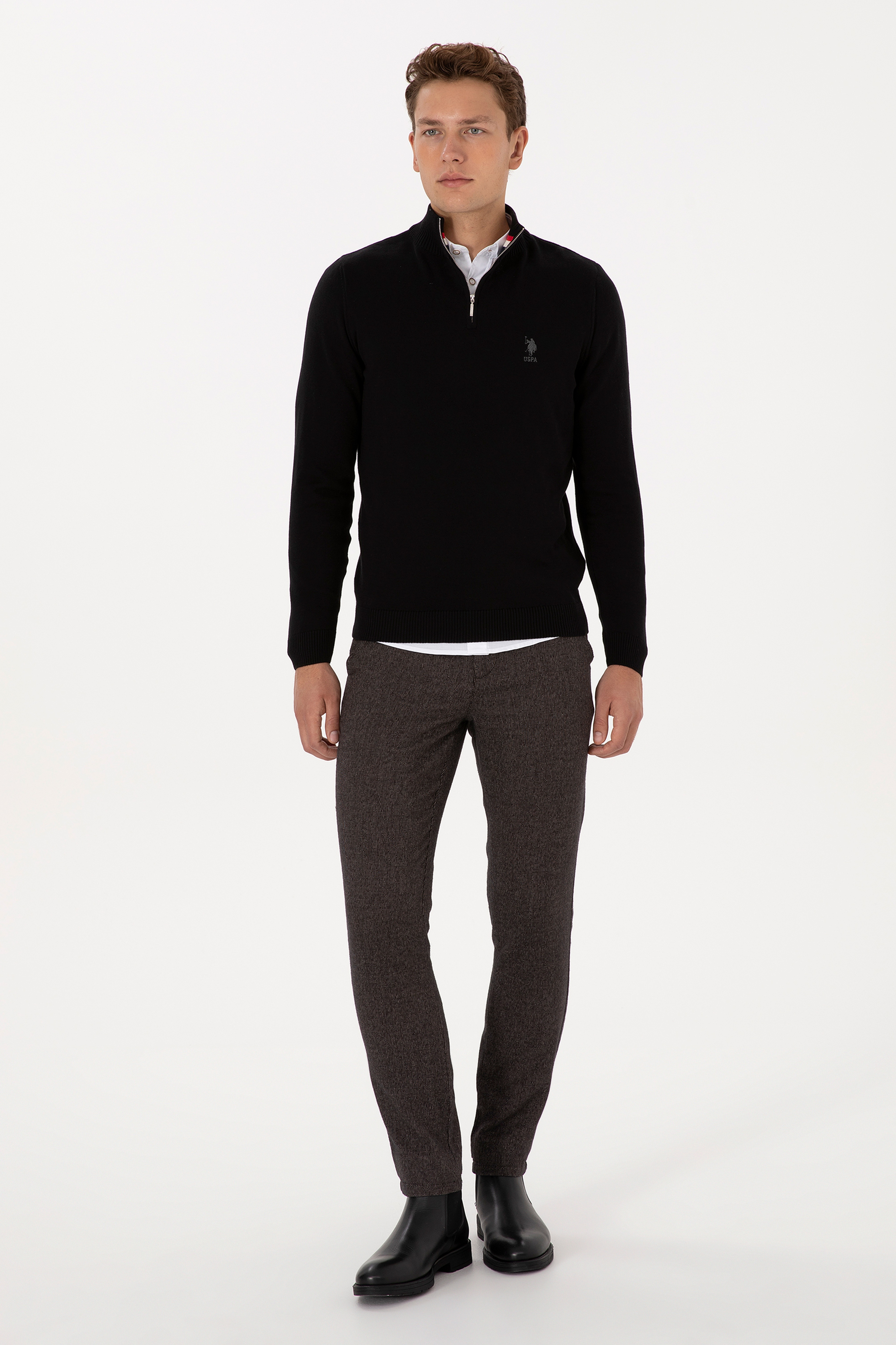 Erkek Koyu Kahverengi Slim Fit Kanvas / Chino Pantolon - Image 1