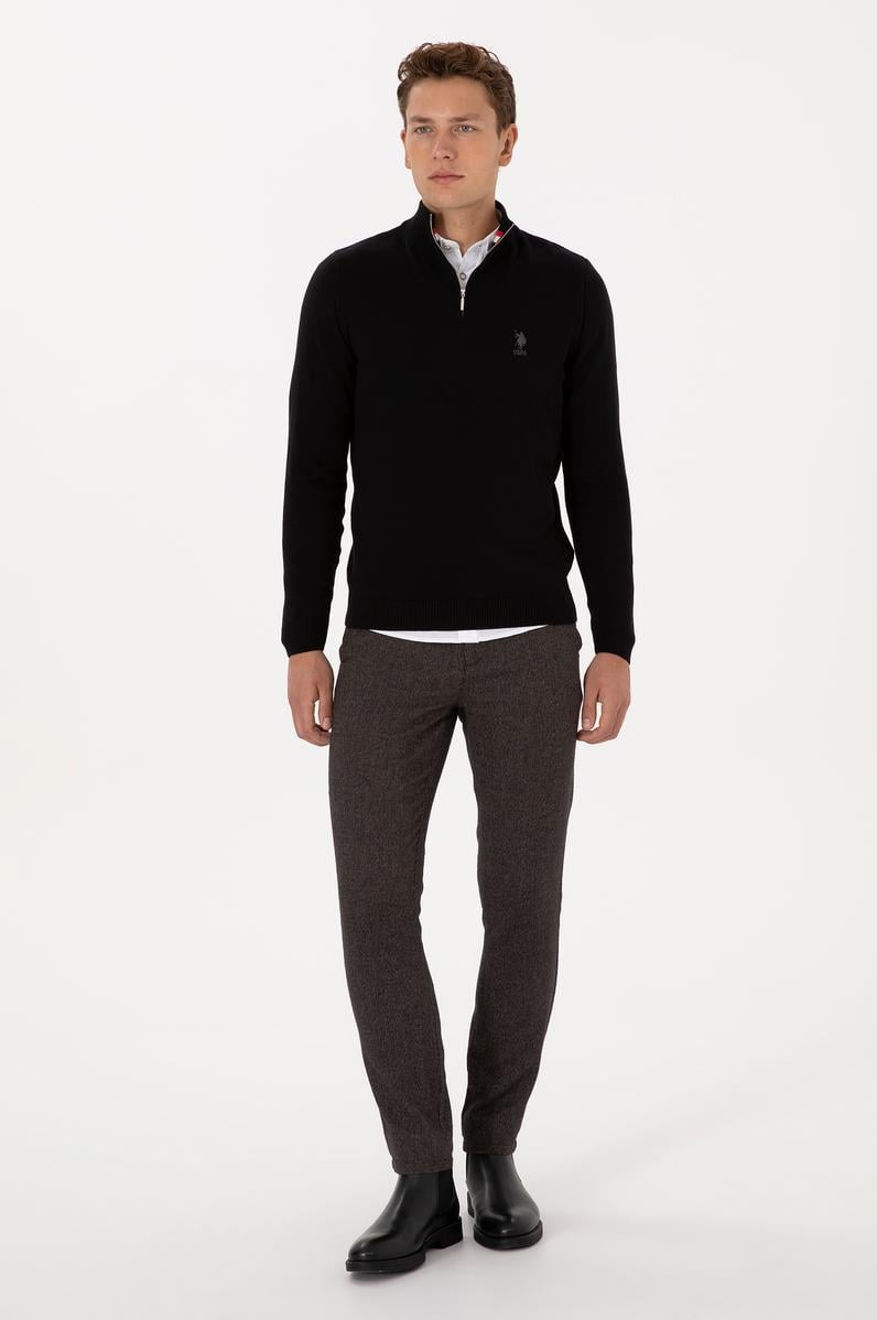 Erkek Koyu Kahverengi Slim Fit Kanvas / Chino Pantolon