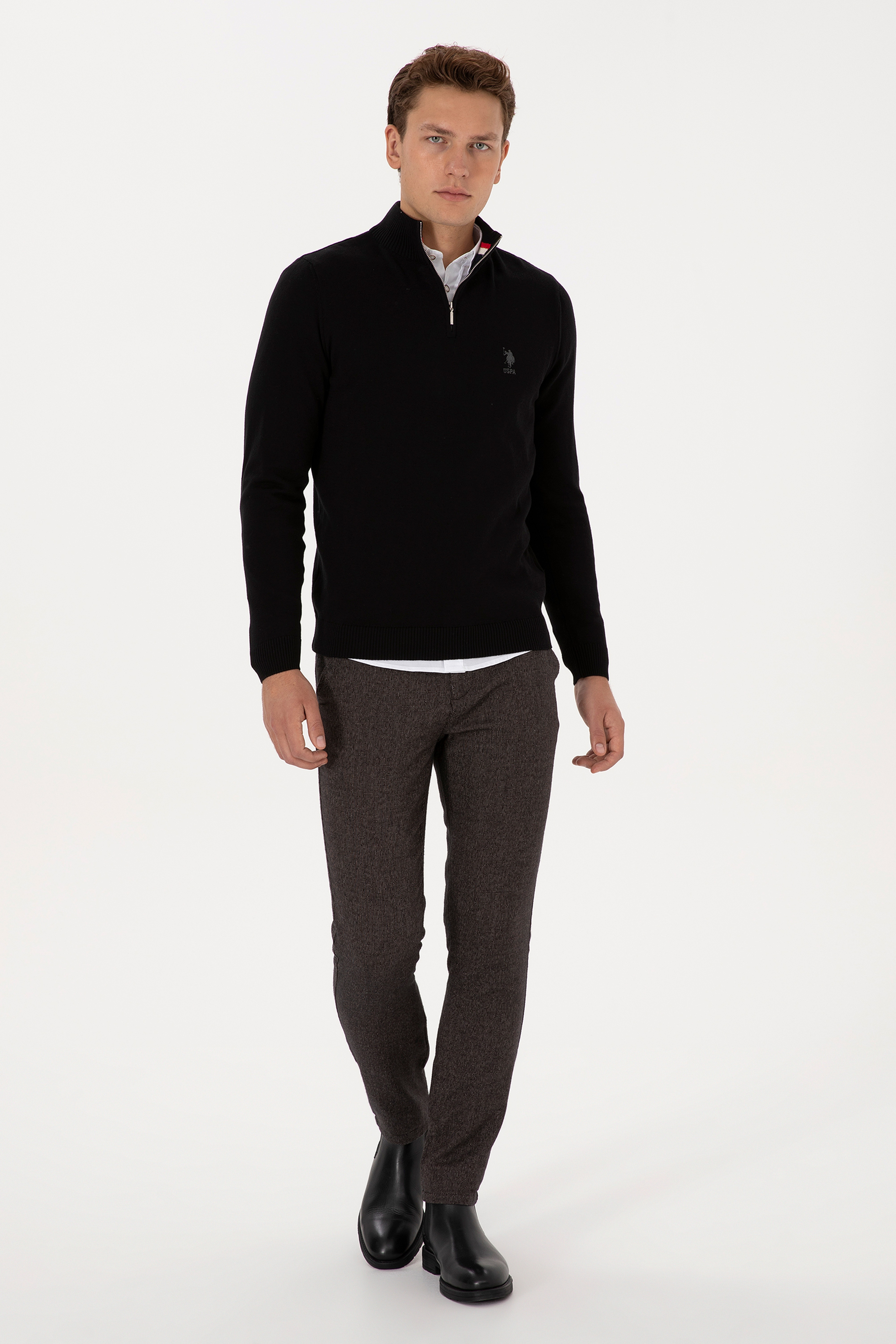 Erkek Koyu Kahverengi Slim Fit Kanvas / Chino Pantolon