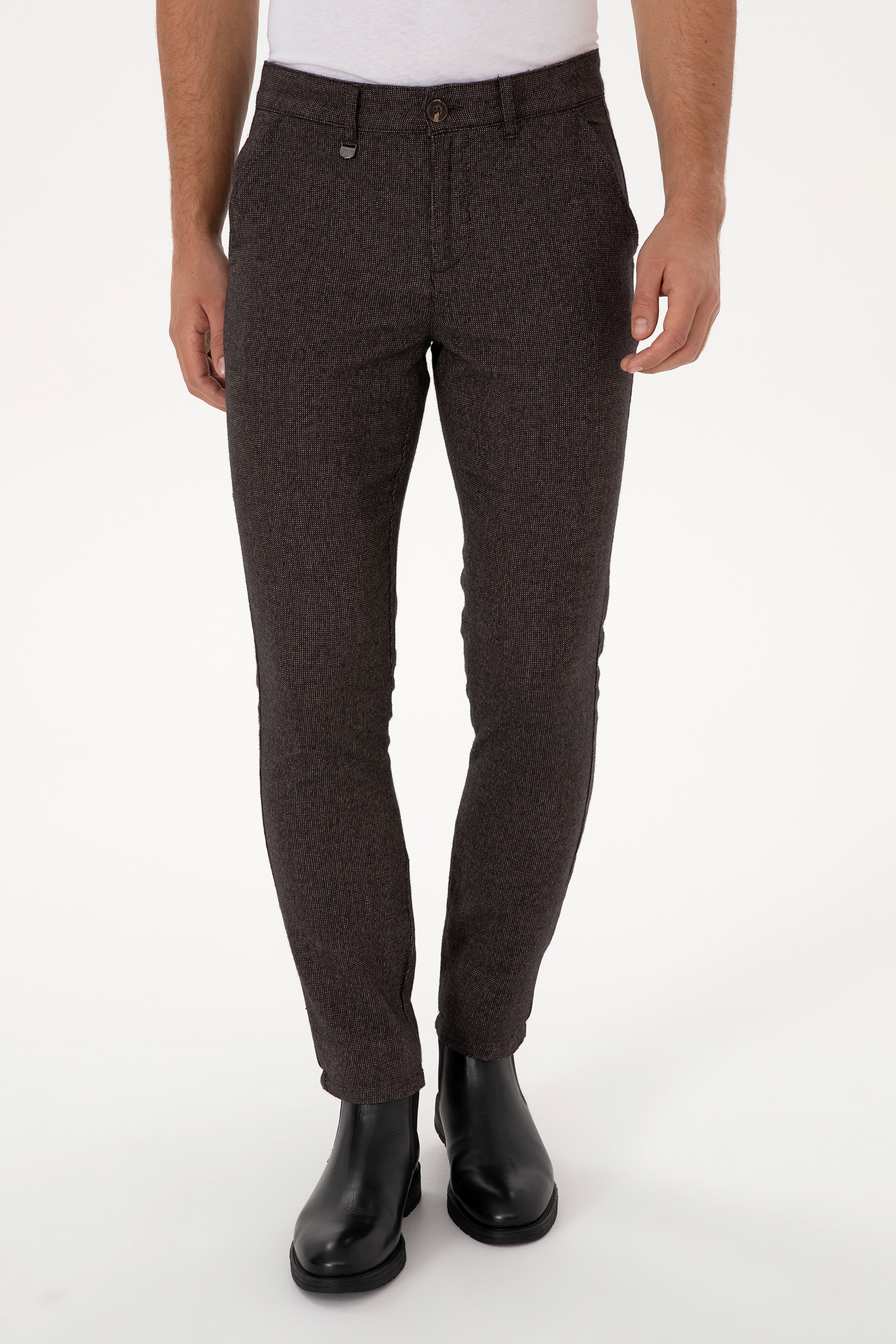 Erkek Koyu Kahverengi Slim Fit Kanvas / Chino Pantolon - Image 2