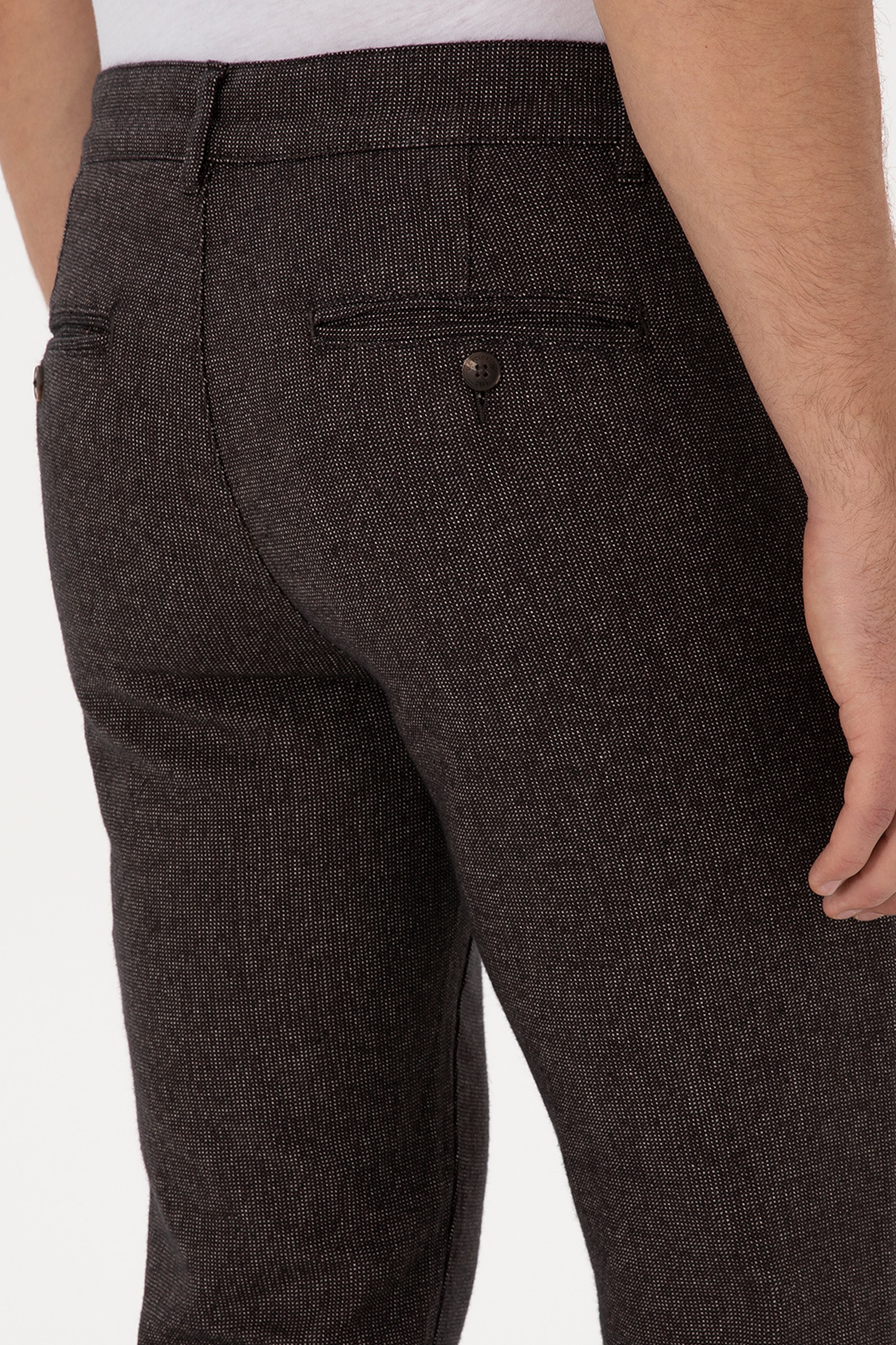 Erkek Koyu Kahverengi Slim Fit Kanvas / Chino Pantolon
