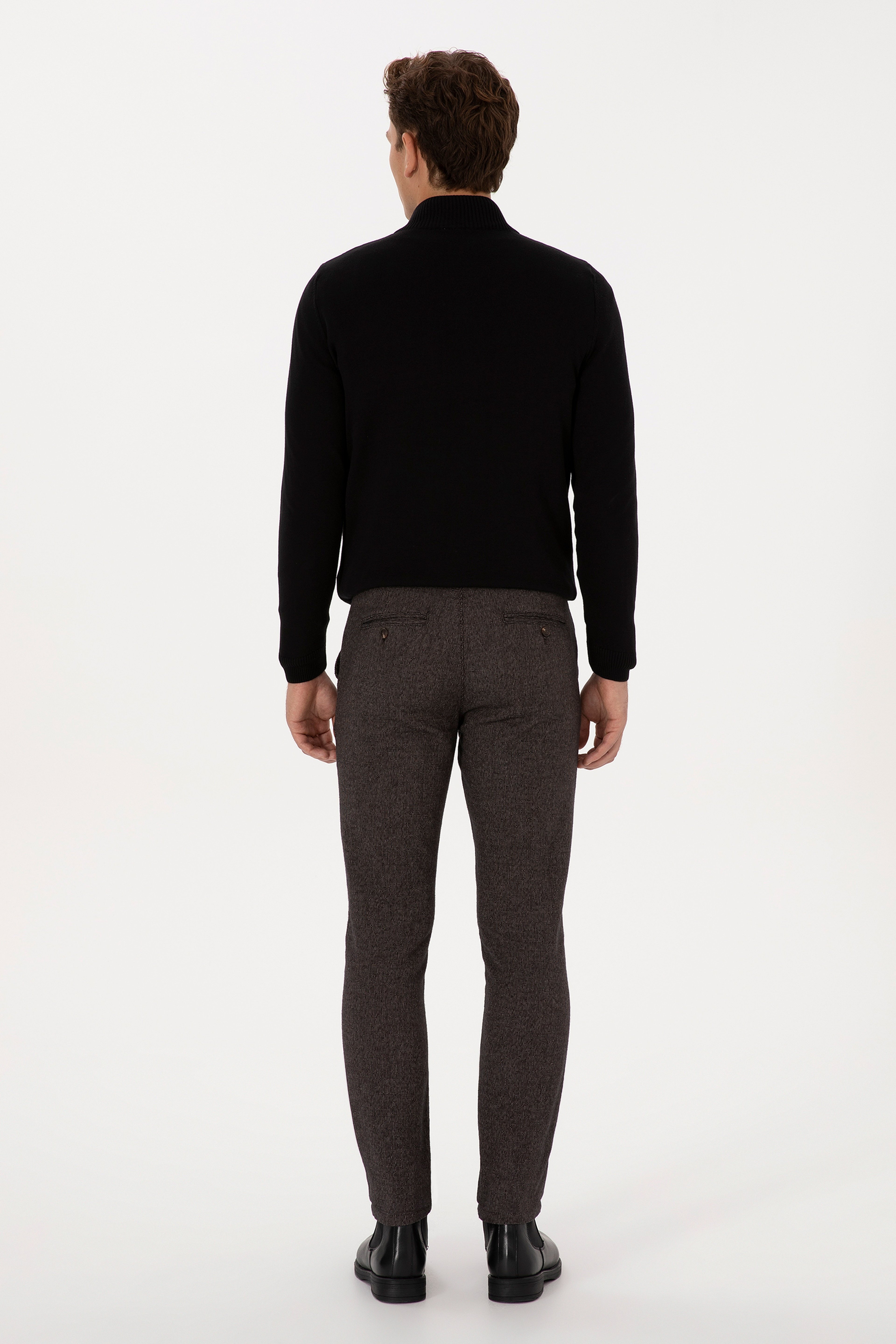 Erkek Koyu Kahverengi Slim Fit Kanvas / Chino Pantolon