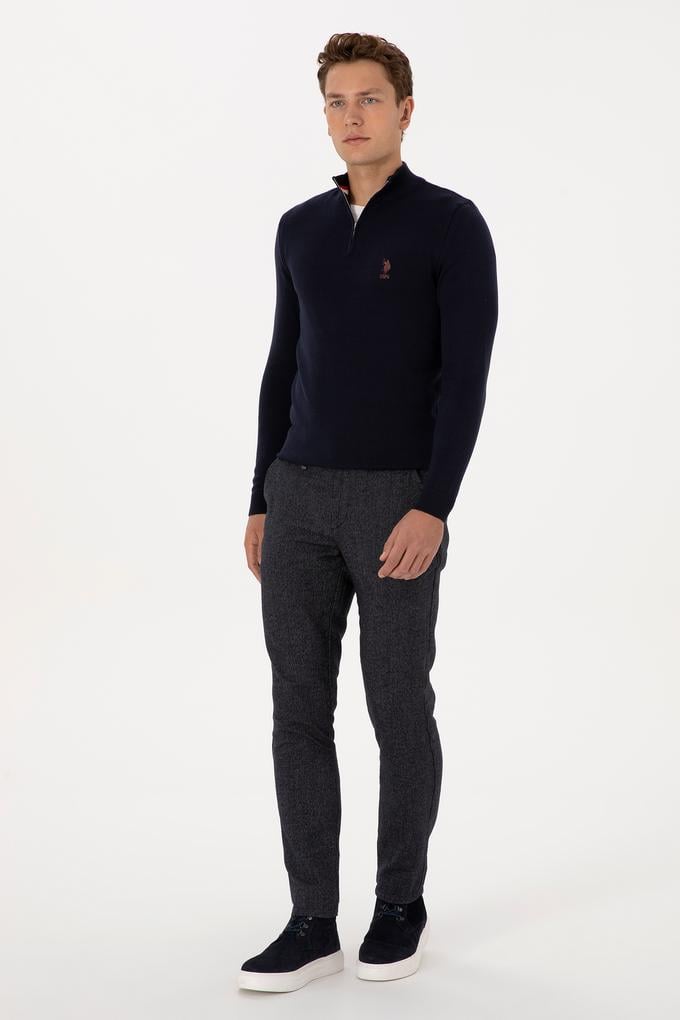 Erkek Lacivert Slim Fit Kanvas / Chino Pantolon