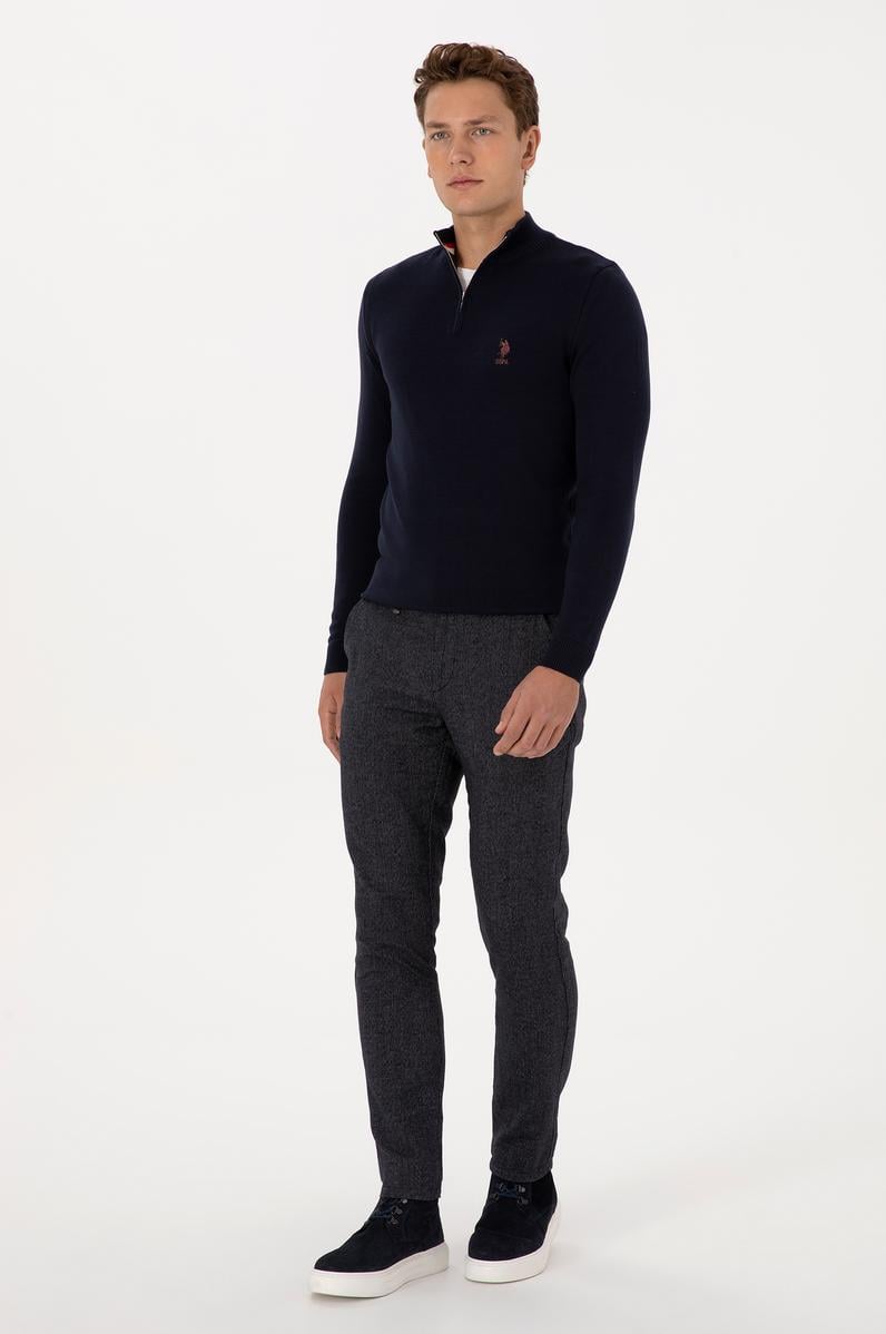 Erkek Lacivert Slim Fit Kanvas / Chino Pantolon