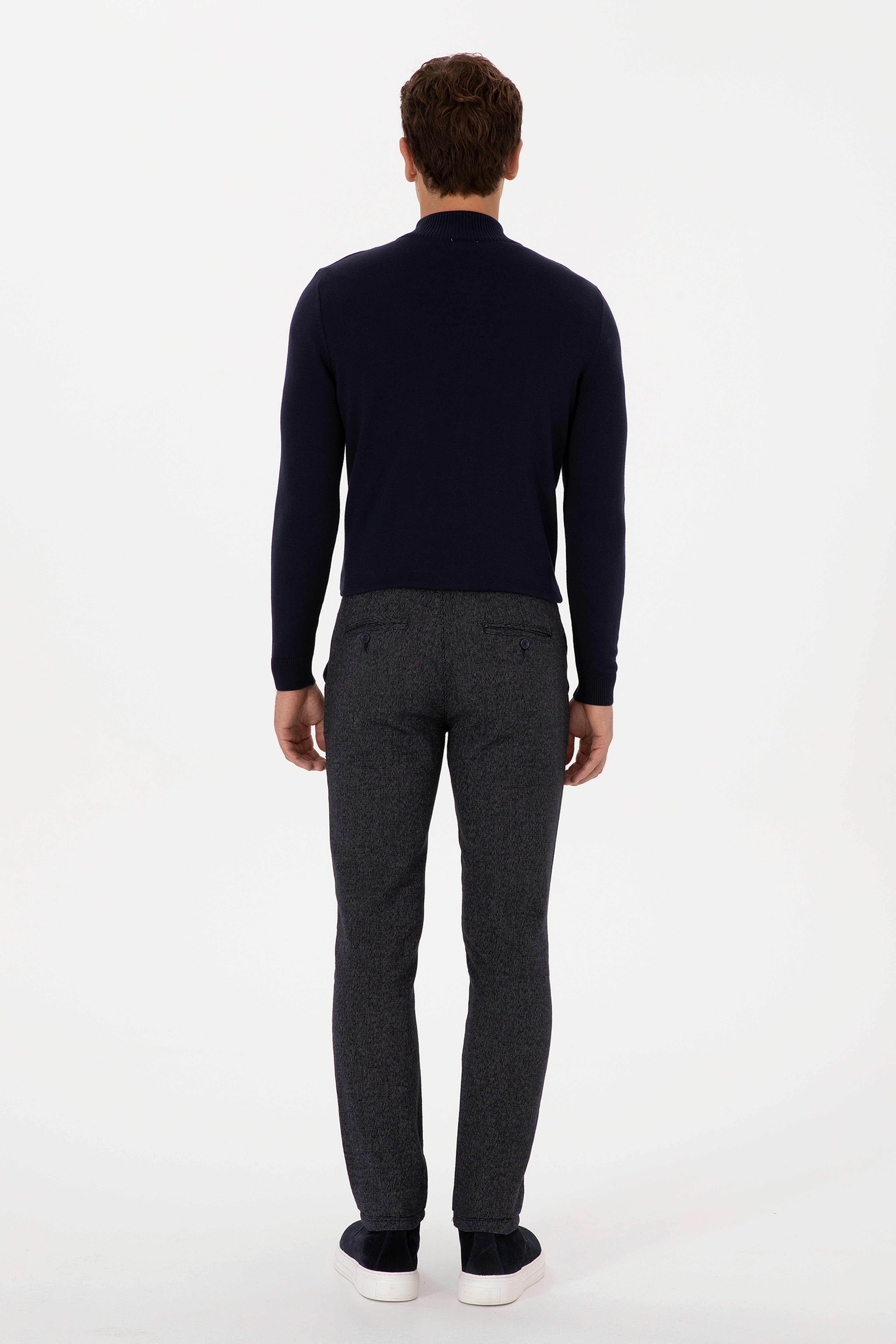 Erkek Lacivert Slim Fit Kanvas / Chino Pantolon