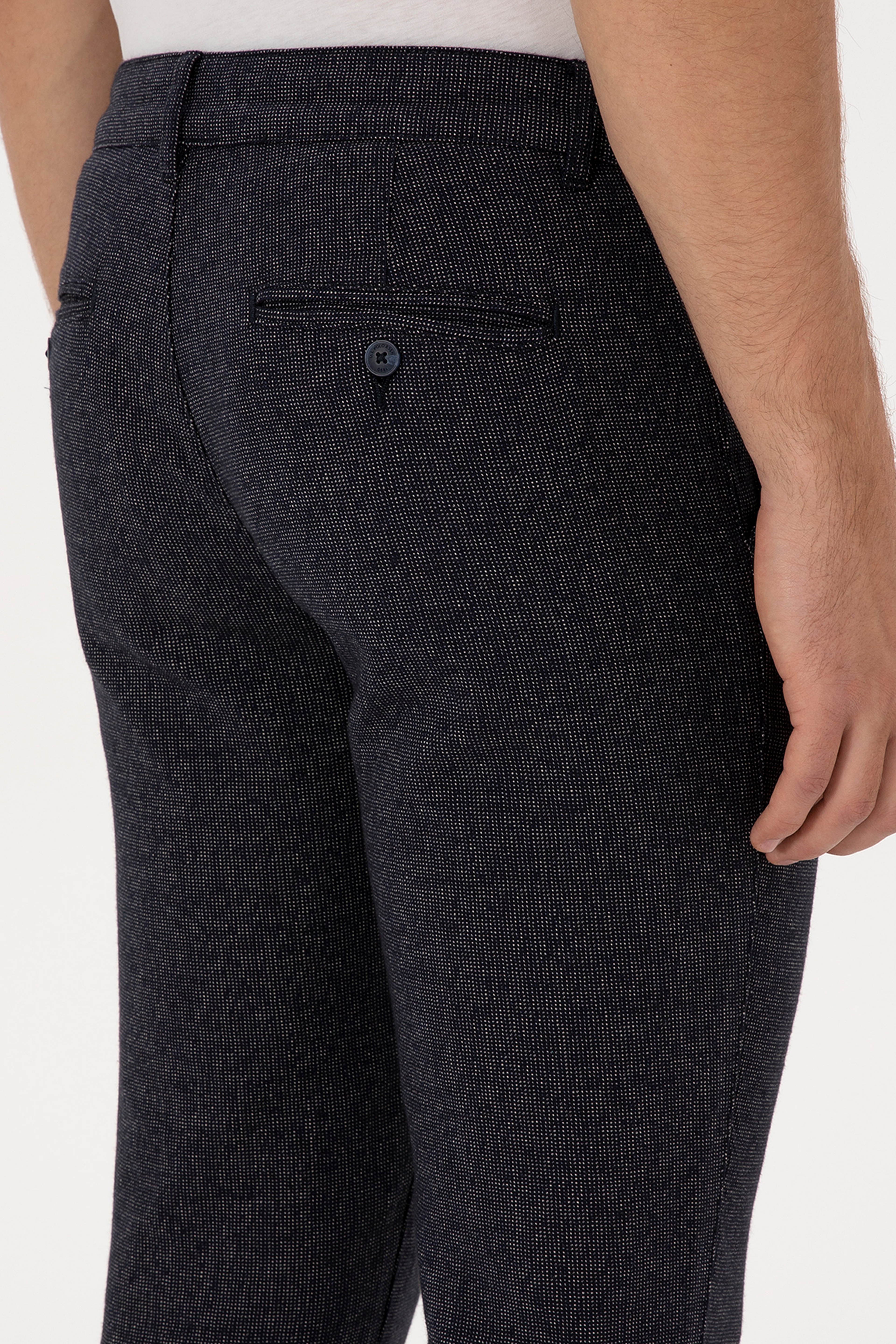 Erkek Lacivert Slim Fit Kanvas / Chino Pantolon - Image 6