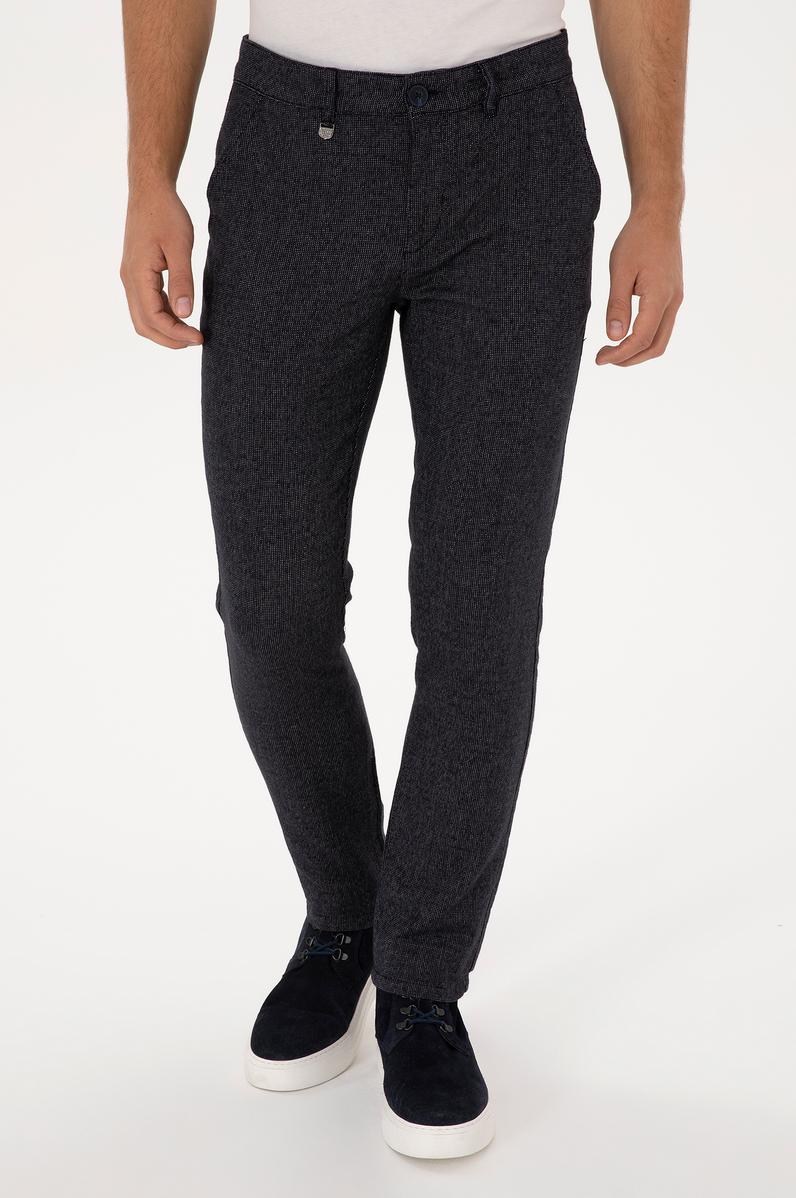 Erkek Lacivert Slim Fit Kanvas / Chino Pantolon
