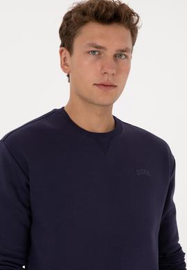 Erkek Comfort Fit Bisiklet Yaka Şardonlu Mürdüm Basic Sweatshirt - 50313757178