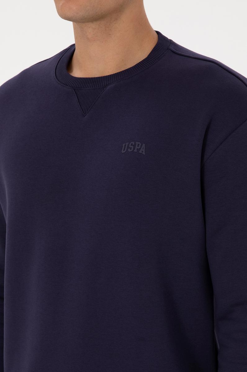 Erkek Comfort Fit Bisiklet Yaka Şardonlu Mürdüm Basic Sweatshirt