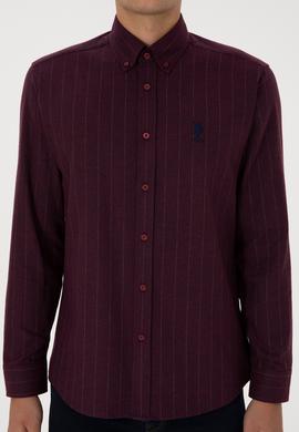Erkek Bordo Uzun Kollu Gömlek - 50316559007