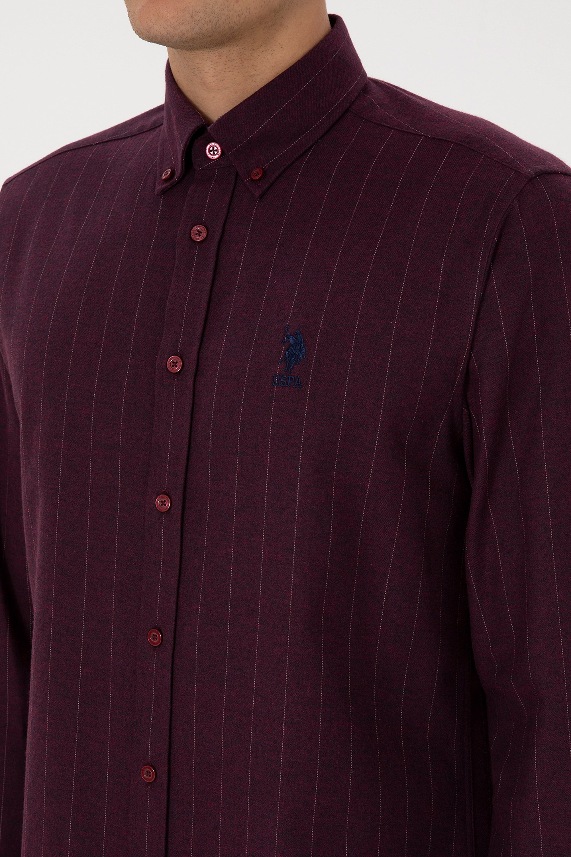 Erkek Bordo Uzun Kollu Gömlek - Image 7