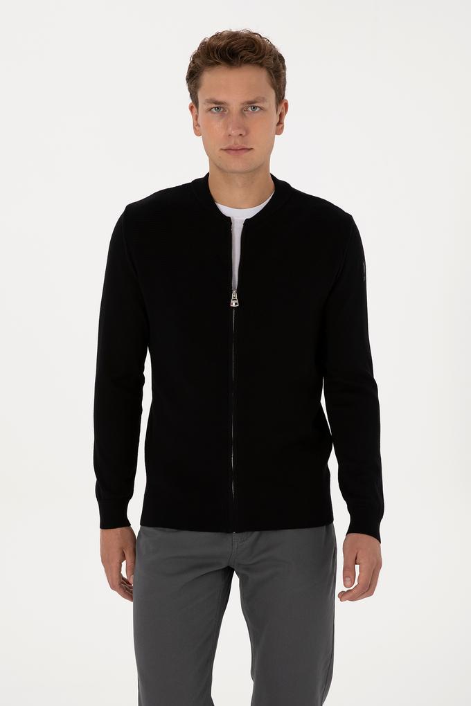 Erkek Siyah Basic Triko Hırka