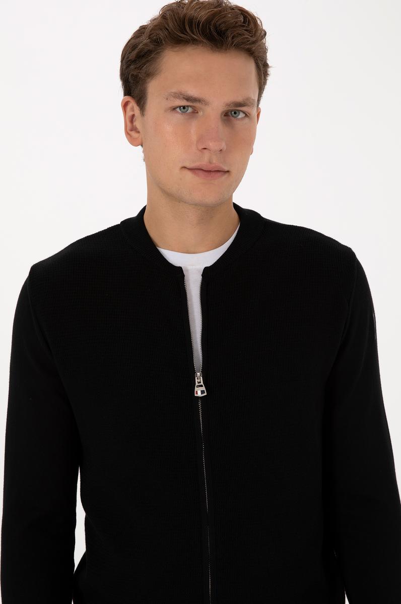 Erkek Siyah Basic Triko Hırka