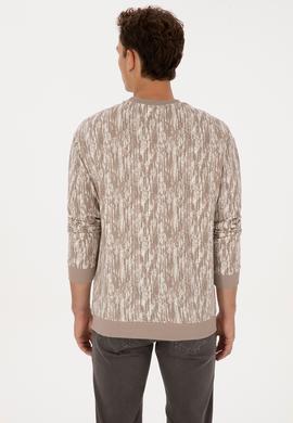 Erkek Regular Fit Bisiklet Yaka Koyu Bej Sweatshirt - 50309983027