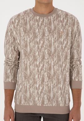 Erkek Regular Fit Bisiklet Yaka Koyu Bej Sweatshirt - 50309983027