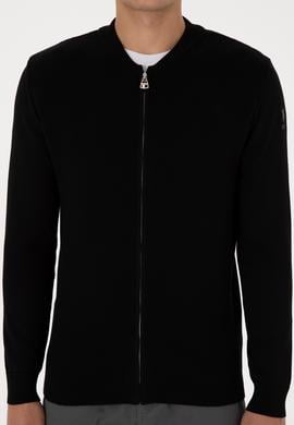 Erkek Siyah Basic Triko Hırka - 50307813015