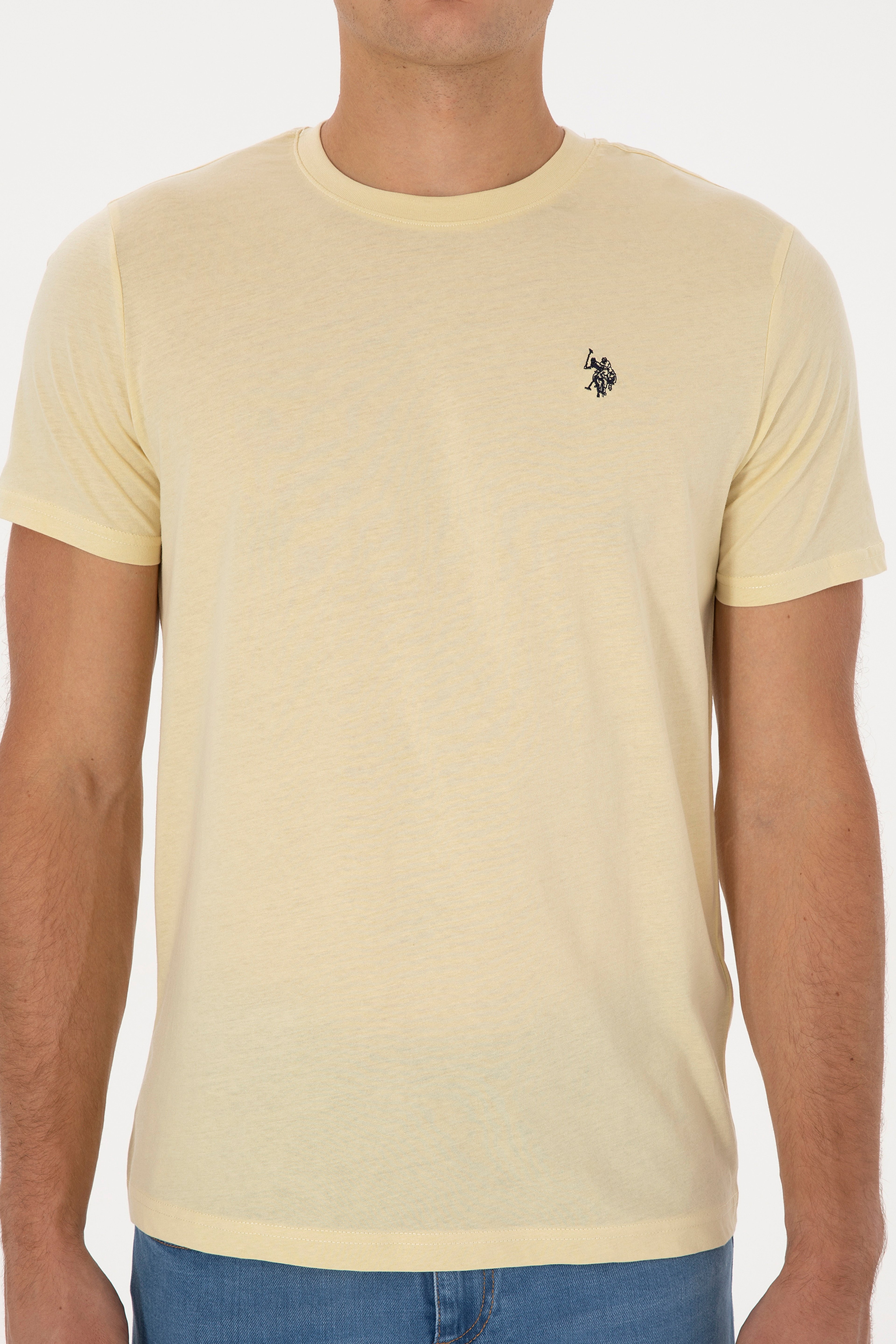 Erkek Regular Fit Açık Haki Basic Tişört - Image 6