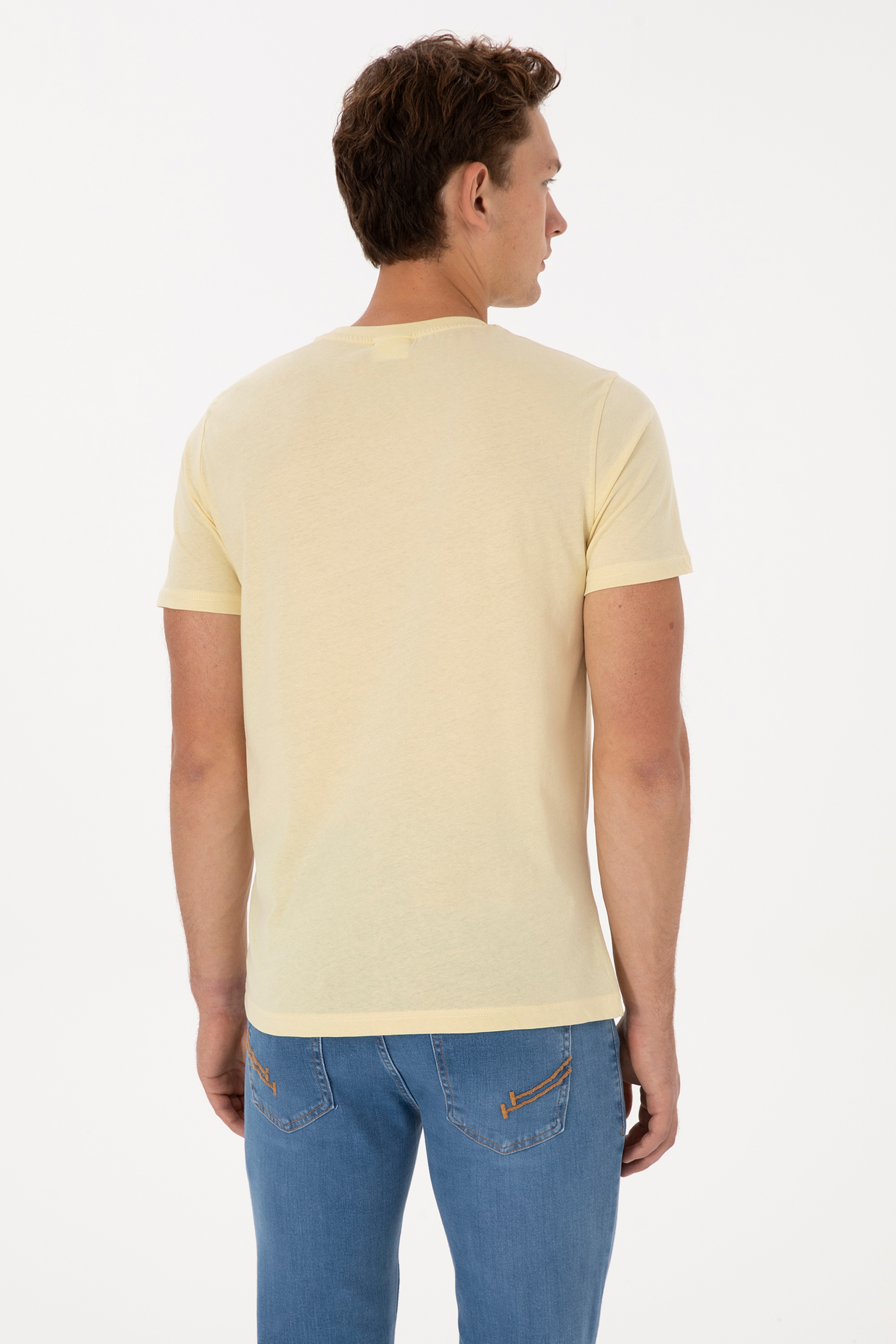Erkek Regular Fit Açık Haki Basic Tişört