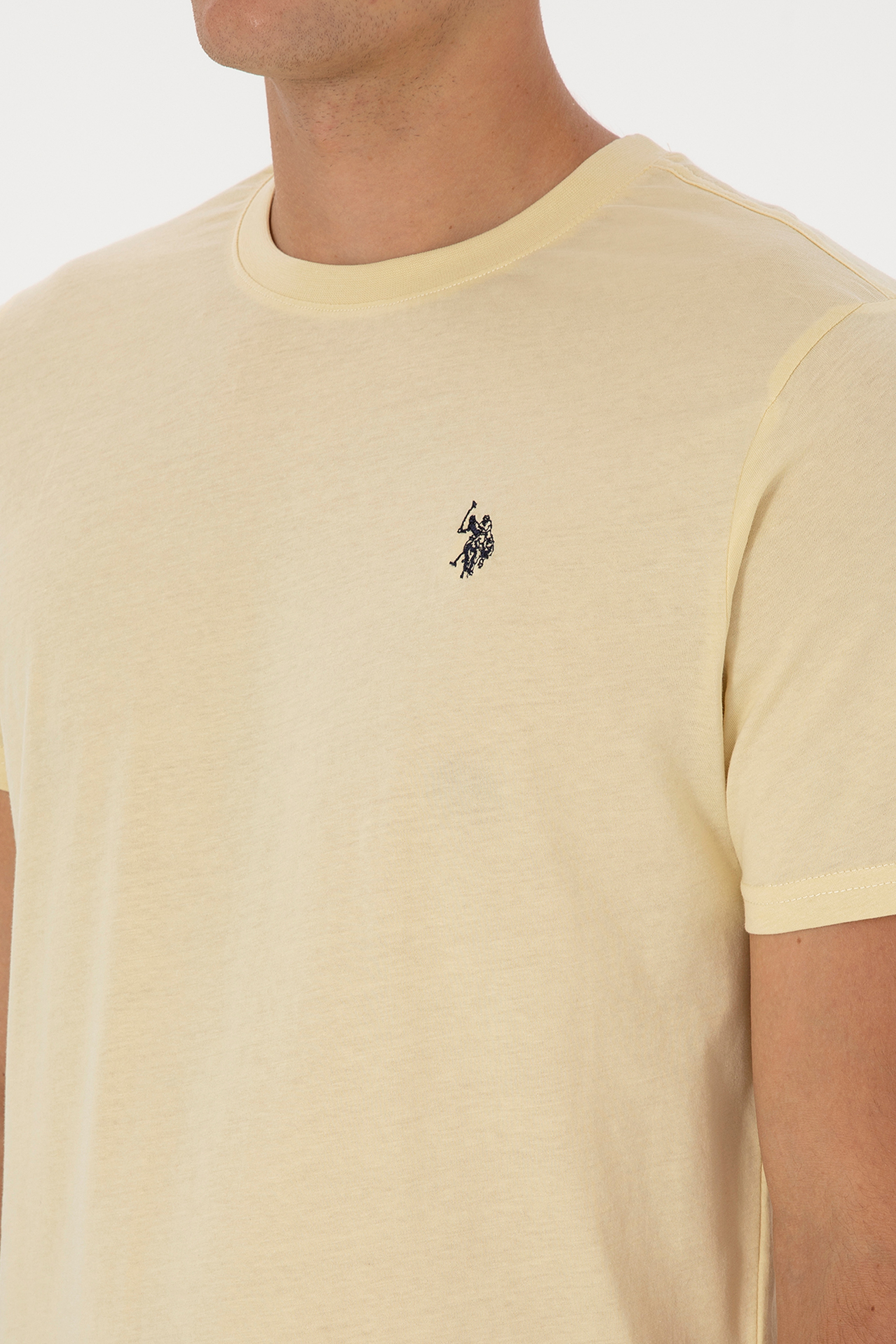 Erkek Regular Fit Açık Haki Basic Tişört