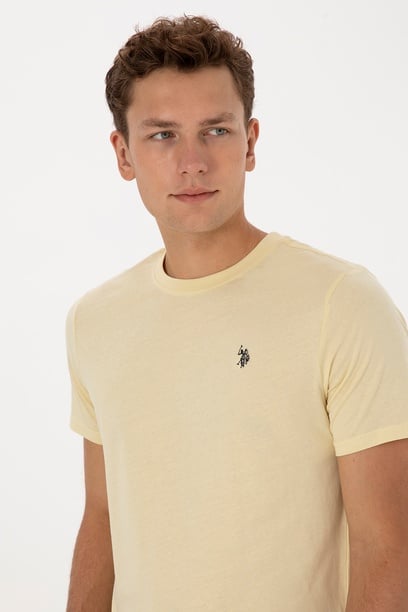 Erkek Regular Fit Açık Haki Basic Tişört