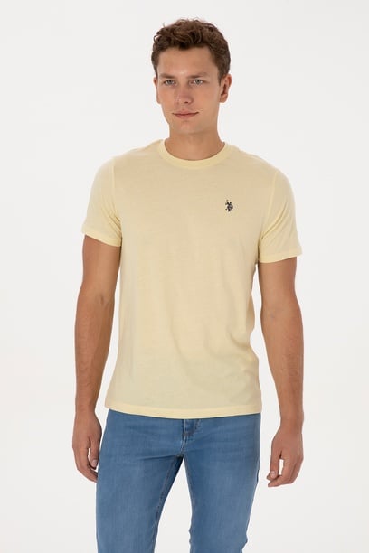 Erkek Regular Fit Açık Haki Basic Tişört