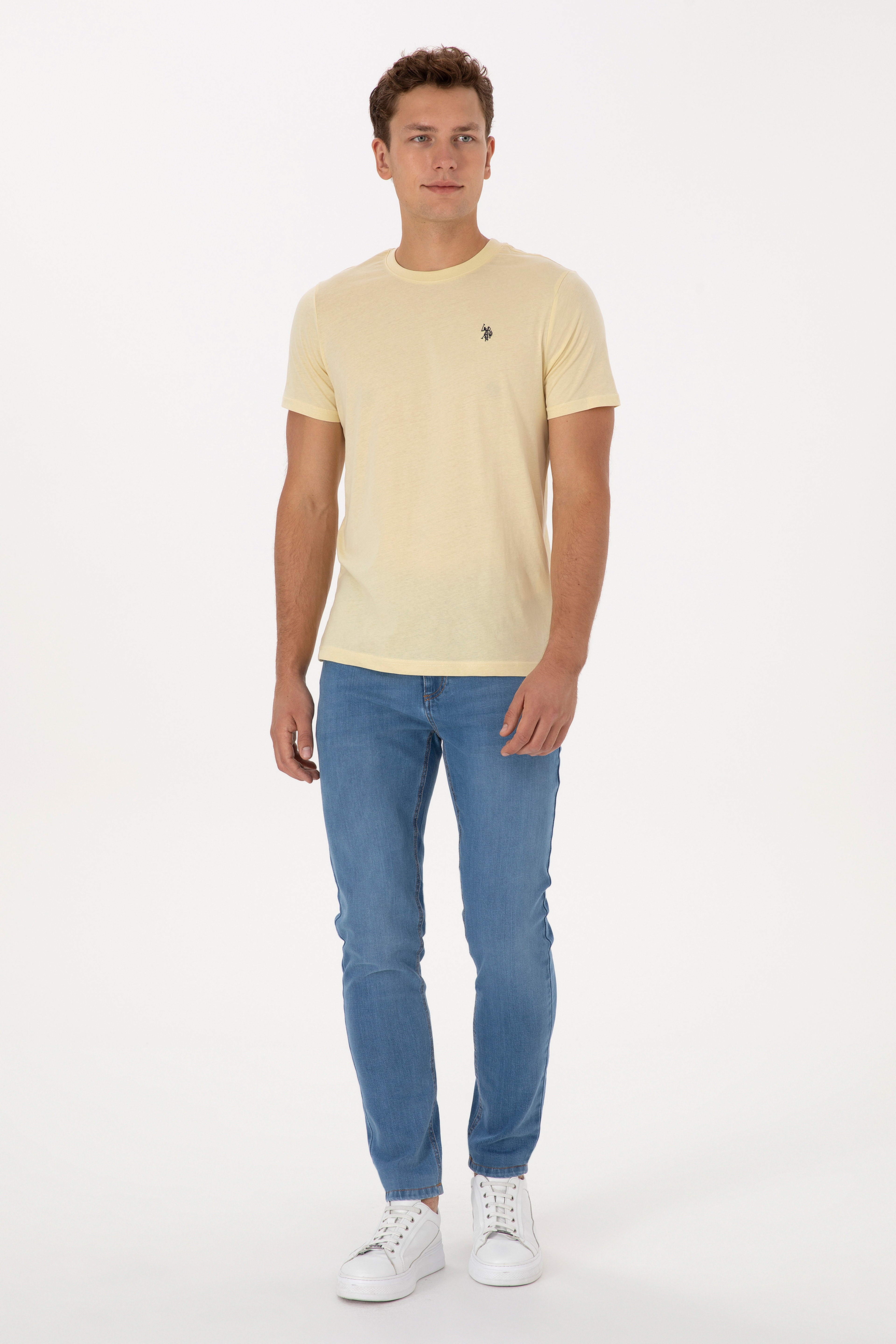 Erkek Regular Fit Açık Haki Basic Tişört