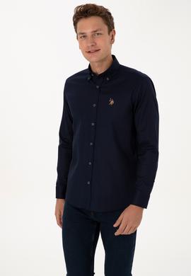 Erkek Lacivert Uzun Kollu Basic Gömlek - 50307676023