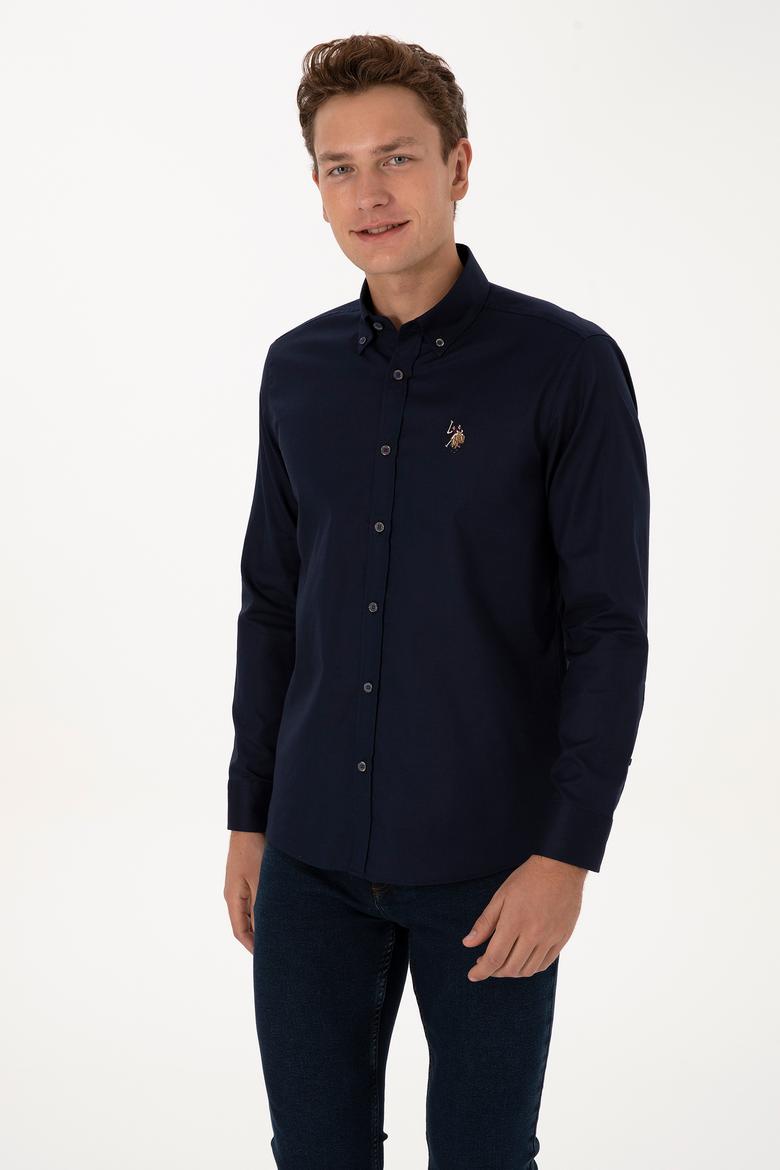 Erkek Lacivert Uzun Kollu Basic Gömlek - 50307676023