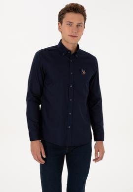 Erkek Lacivert Uzun Kollu Basic Gömlek - 50307676023