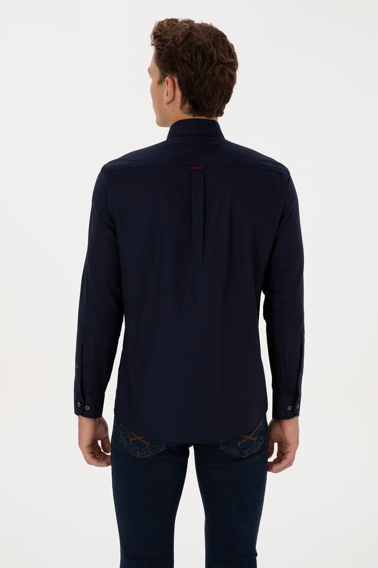 Erkek Lacivert Uzun Kollu Basic Gömlek - 50307676023