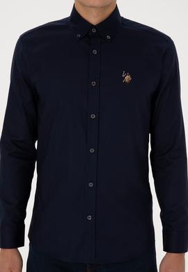 Erkek Lacivert Uzun Kollu Basic Gömlek - 50307676023